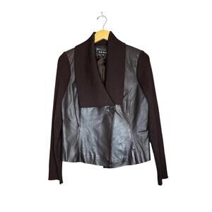 Vintage Leather Brown Sweater Jacket Size Small Punk Grunge Biker Unique Revue